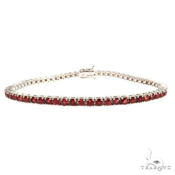 14K Gold Red Sapphire Tennis Bracelet 3.2mm 7 Inches