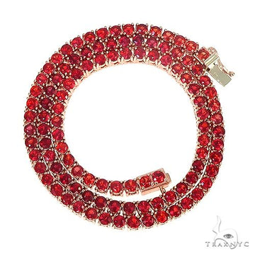 Red Sapphire Tennis Chain in 14K gold