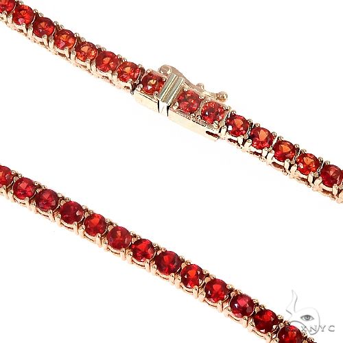 Red Sapphire Tennis Chain in 14K gold, view 3