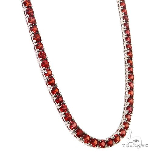 Red Sapphire Tennis Chain 69034 | TraxNYC