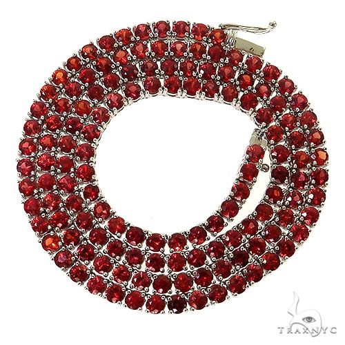 Red Sapphire Tennis Chain 69034 | TraxNYC