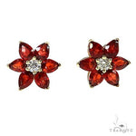 Red Starflower Sapphire Diamond Flower Earring 67067 - Image 1