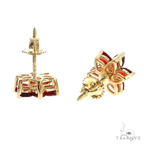 Red Starflower Sapphire Diamond Flower Earring 67067 - Image 4