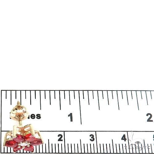 Red Starflower Sapphire Diamond Flower Earring 67067 - Image 5