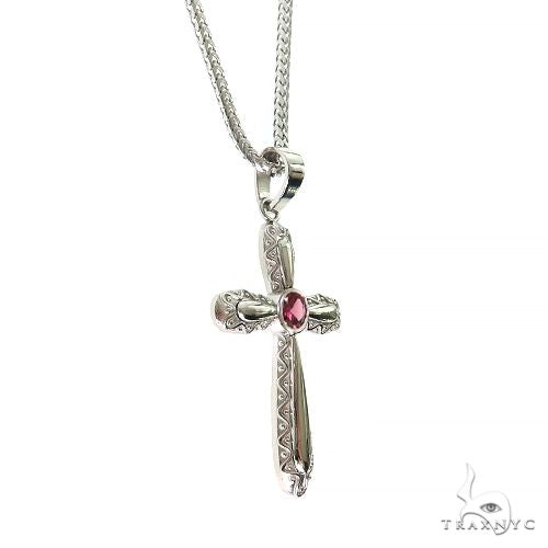 Rhodolite Sanctity Cross Pendant Set 69683 - Image 2