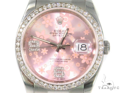 Rolex Date Just Floral Pink Steel 116200 44758 - Image 1