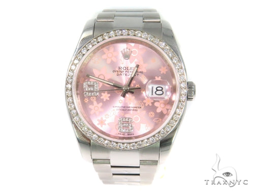 Rolex Date Just Floral Pink Steel 116200 44758 - Image 2