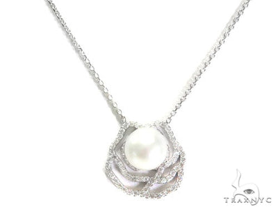 Rose Diamond Pearl Necklace 44602 - Image 1