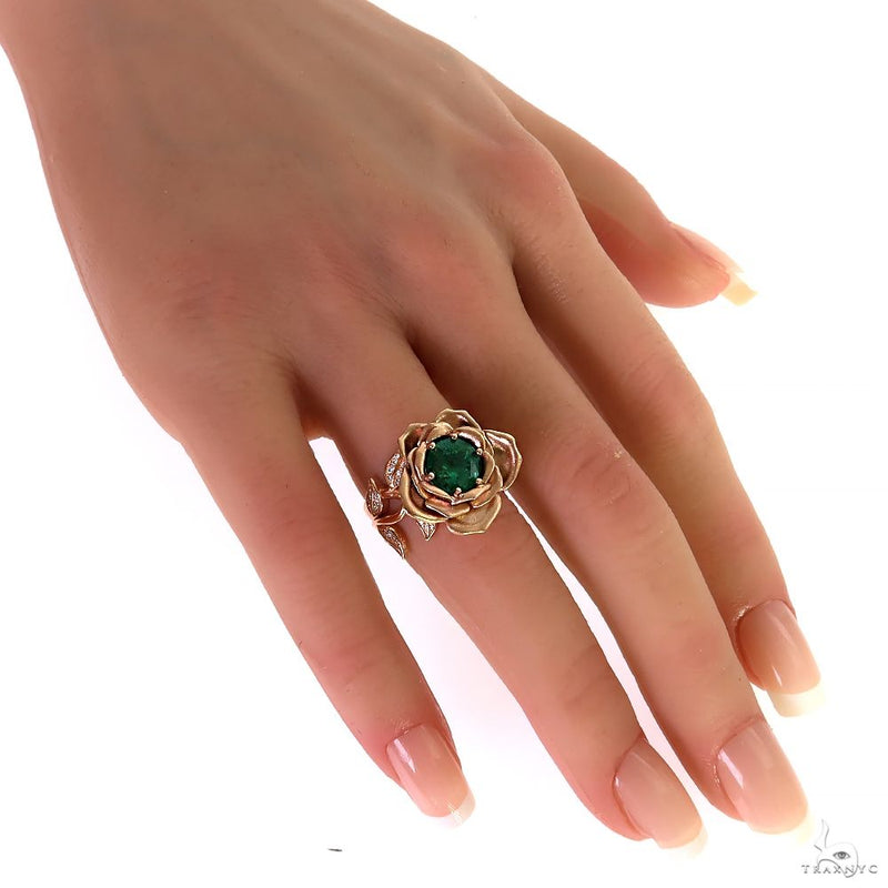14K Gold Rose Garden Emerald Ring, photo 6 of 7