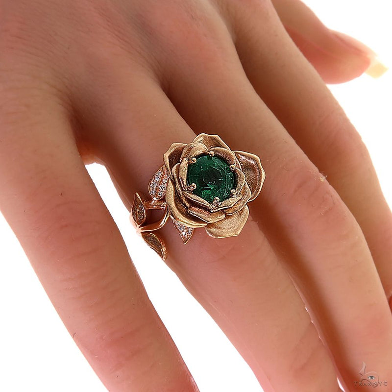 14K Gold Rose Garden Emerald Ring, photo 7 of 7