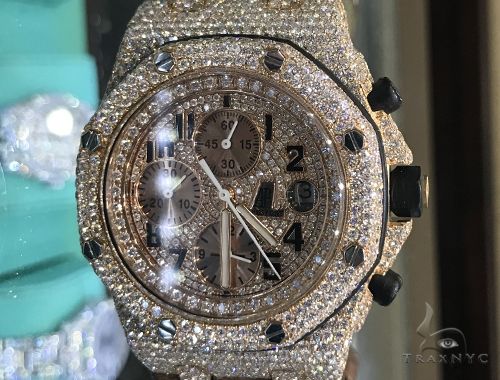 Rose Gold  Audemars Piguet Royal Oak Offshore Diamond Watch Leather Strap 63892 - Image 1