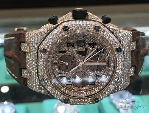 Rose Gold  Audemars Piguet Royal Oak Offshore Diamond Watch Leather Strap 63892 - Image 2