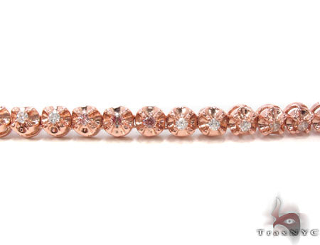 40-inch rose gold chain with pink and white diamond-accented fancy links, 6mm wide