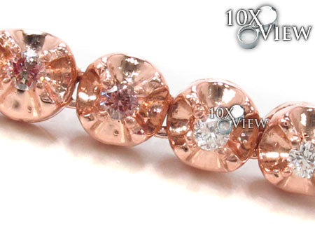 10K Rose Gold Pink and White Color Diamond Chain 40 Inches 6mm, photo 4 of 10