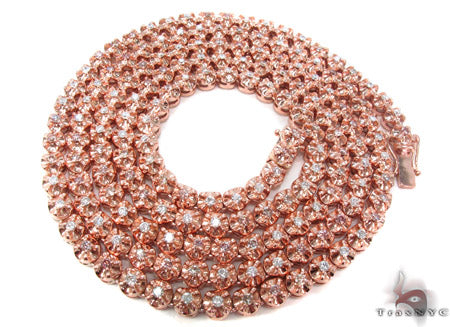 10K Rose Gold Pink and White Color Diamond Chain 40 Inches 6mm, photo 9 of 10