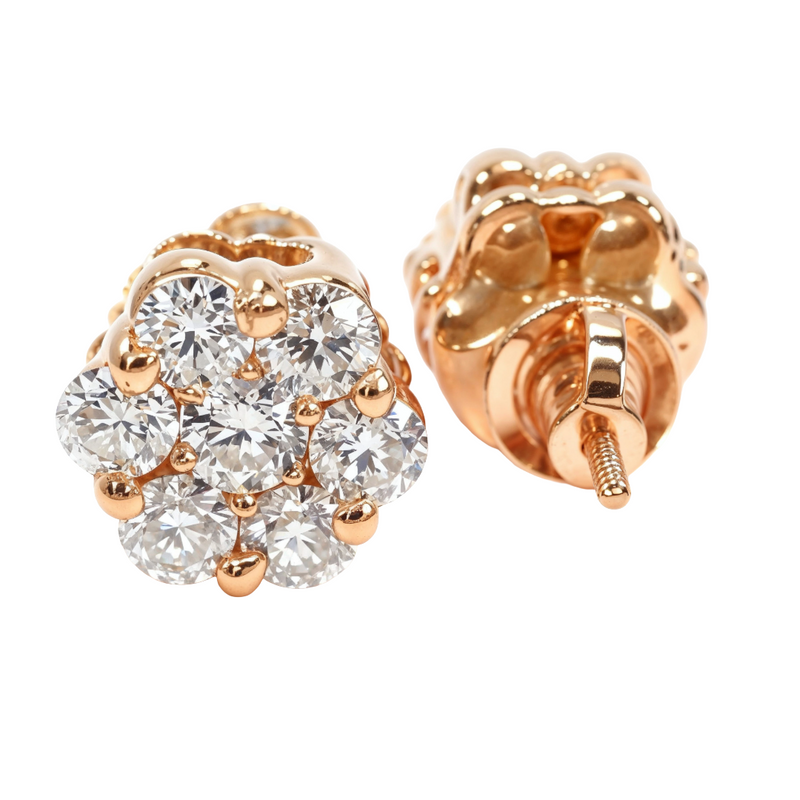 18K Gold VS Diamond Flower Studs, photo 2 of 4