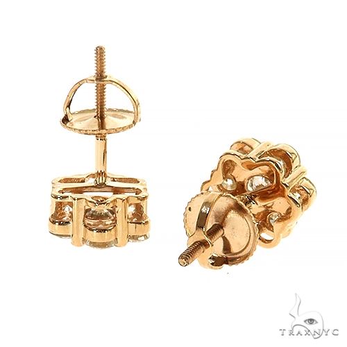 14K Gold Round Cut Stud Flower Earrings, photo 6 of 8