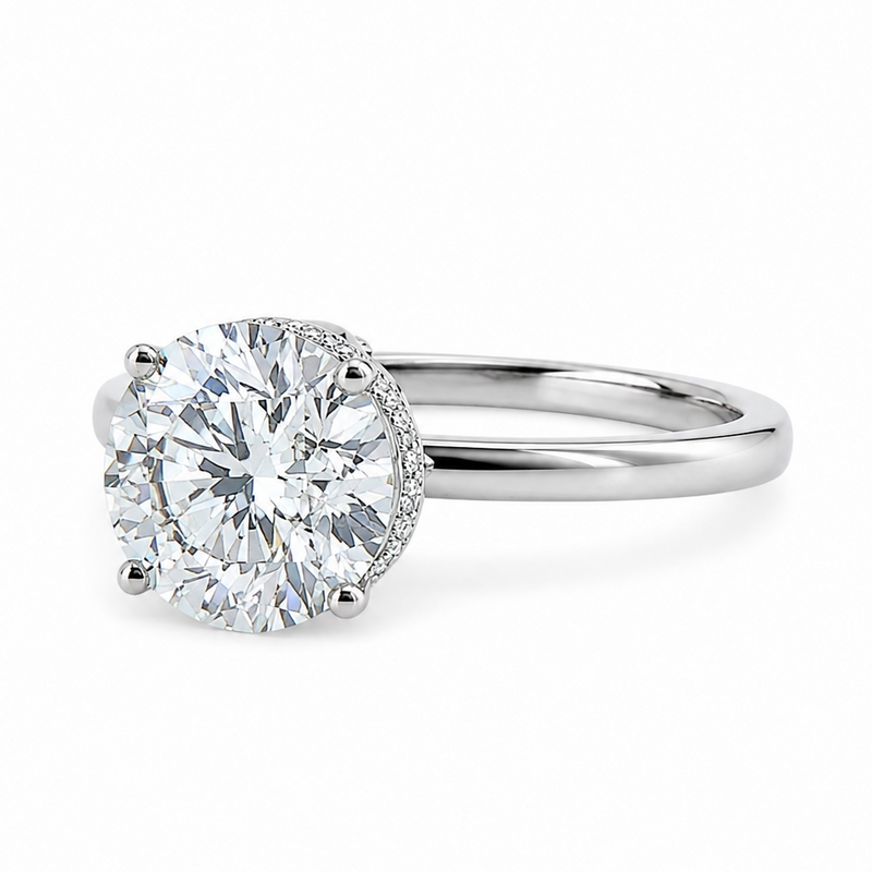 3 Ct Round Engagement Ring with Hidden Halo 71519