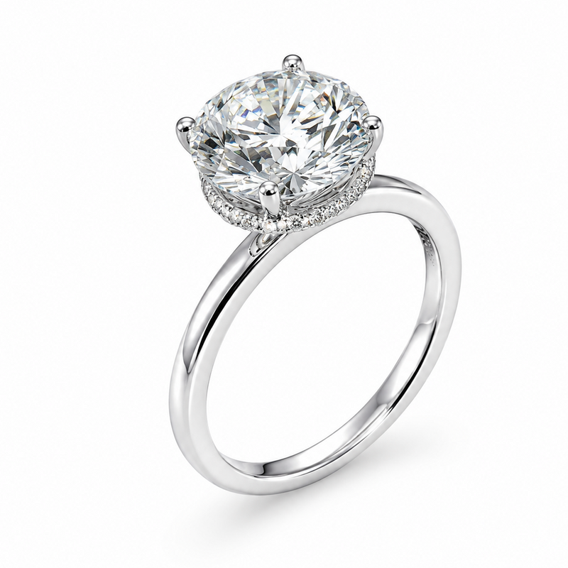 3 Ct Round Engagement Ring with Hidden Halo 71519