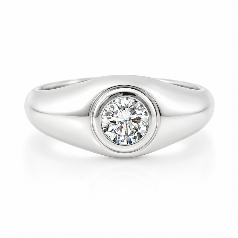 Round Solitaire Signet Ring 71600