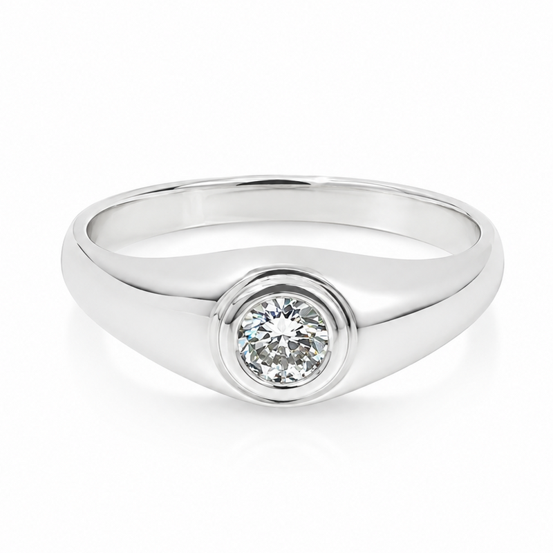 Round Solitaire Signet Ring 71600