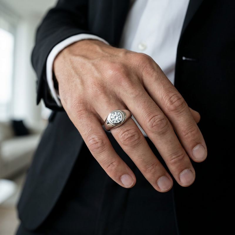 Round Solitaire Signet Ring 71600