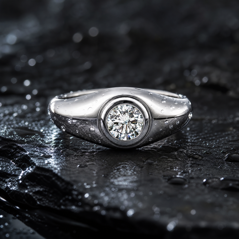 Round Solitaire Signet Ring 71600