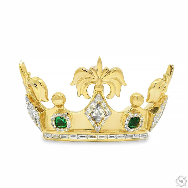 Royal Crown Diamond and Emerald Pendant 70775 – TraxNYC