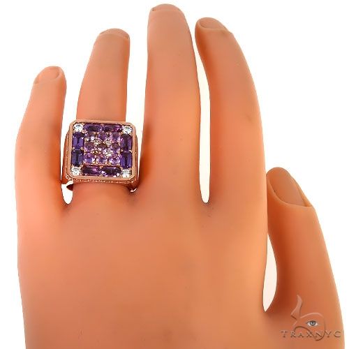 14K Gold Royal Sapphire Diamond Pinky Ring, photo 6 of 6