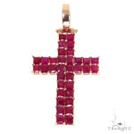 Ruby 2 Row Princess Cut Sapphire Cross 67790 67791 - Image 1