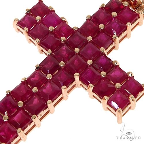 Ruby 2 Row Princess Cut Sapphire Cross 67790 67791 - Image 3