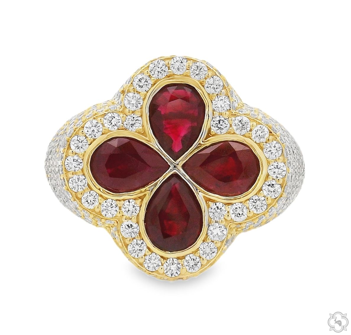 Ruby Clover Diamond Ring 70828 | TraxNYC