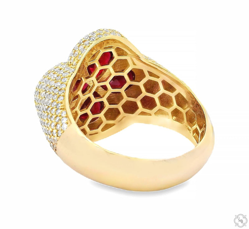 10K Gold Ruby Clover Diamond Ring, photo 6 of 7