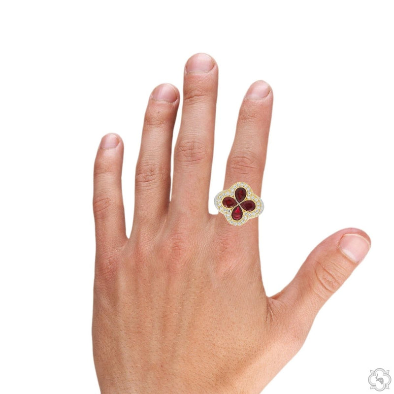 10K Gold Ruby Clover Diamond Ring, photo 7 of 7