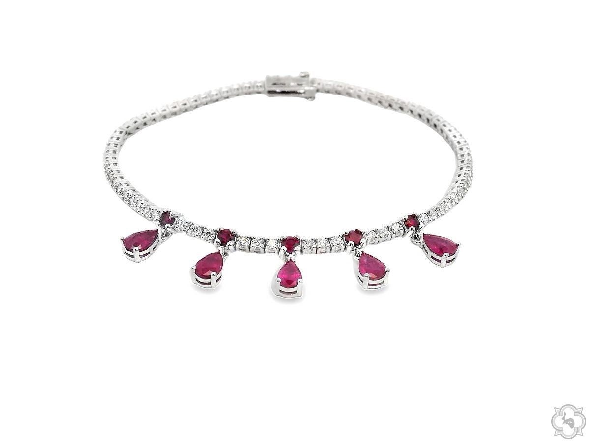 Ruby Droplet Tennis Bracelet 70669 | TraxNYC