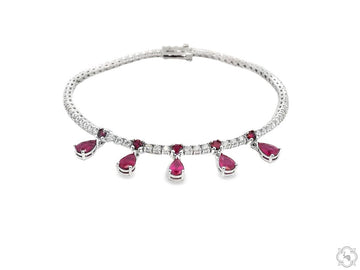 Ruby Droplet Tennis Bracelet 70669 - Image 1
