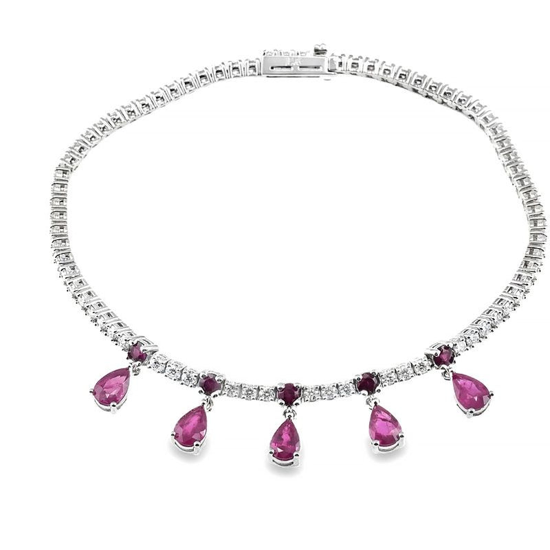 Ruby Droplet Tennis Bracelet 70669 - Image 2
