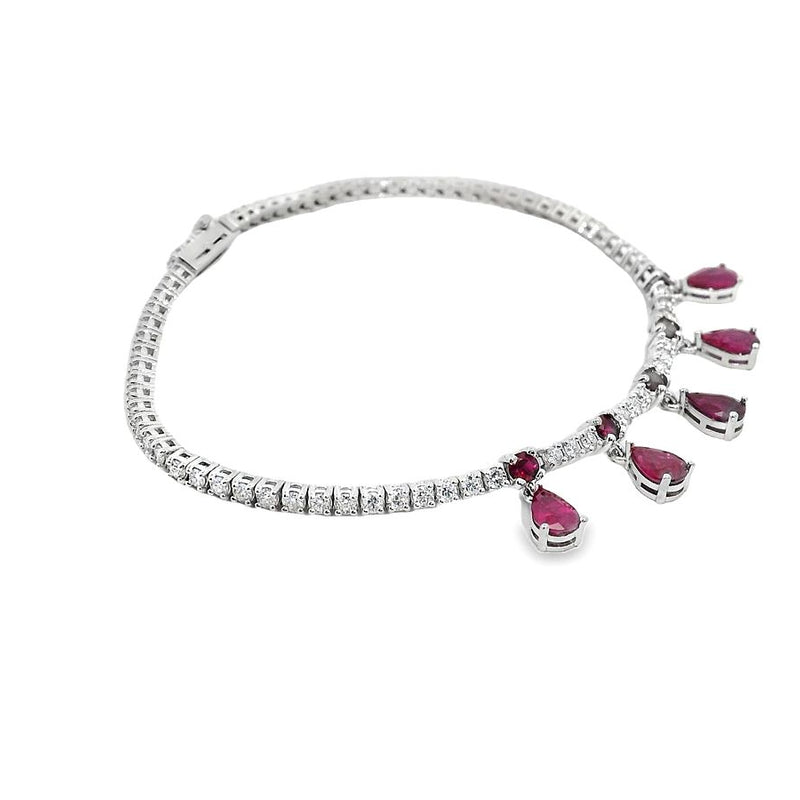 Ruby Droplet Tennis Bracelet 70669 - Image 4