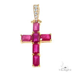 Ruby Emerald Cut Sapphire Cross Pendant 67462 - Image 1