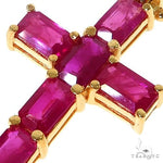 Ruby Emerald Cut Sapphire Cross Pendant 67462 - Image 3