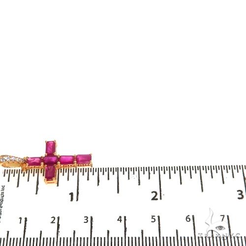 Ruby Emerald Cut Sapphire Cross Pendant 67462 | TraxNYC