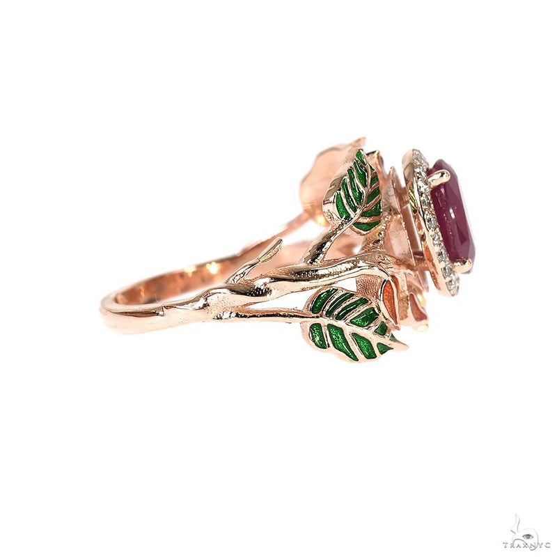 14K Gold Ruby Flower Ring, photo 3 of 7