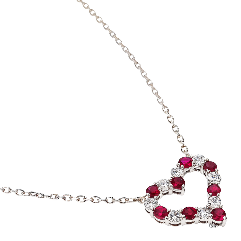 14K Gold Ruby Diamond Heart Necklace, photo 2 of 5