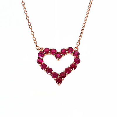 14K Gold Ruby Heart Necklace