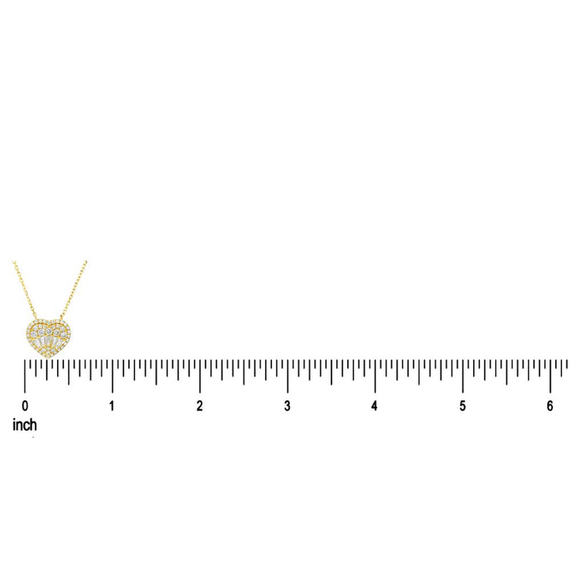 18K Gold Heart Baguette Diamond Necklace 67914 - Image 8