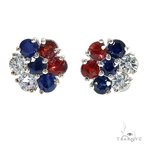 Russia Sapphire Flower Earrings 67143 - Image 1