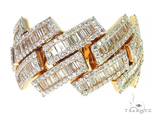 14K Yellow Gold Baguette Diamond Cuban Ring 66131 - Image 2