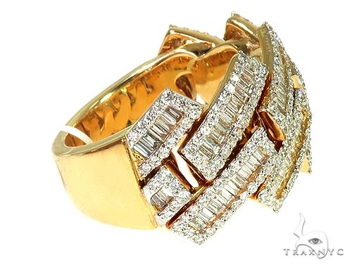 14K Yellow Gold Baguette Diamond Cuban Ring 66131 - Image 3