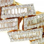 14K Yellow Gold Baguette Diamond Cuban Ring 66131 - Image 4