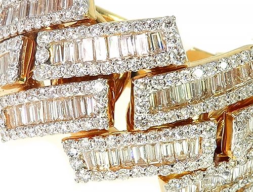 14K Yellow Gold Baguette Diamond Cuban Ring 66131 - Image 4